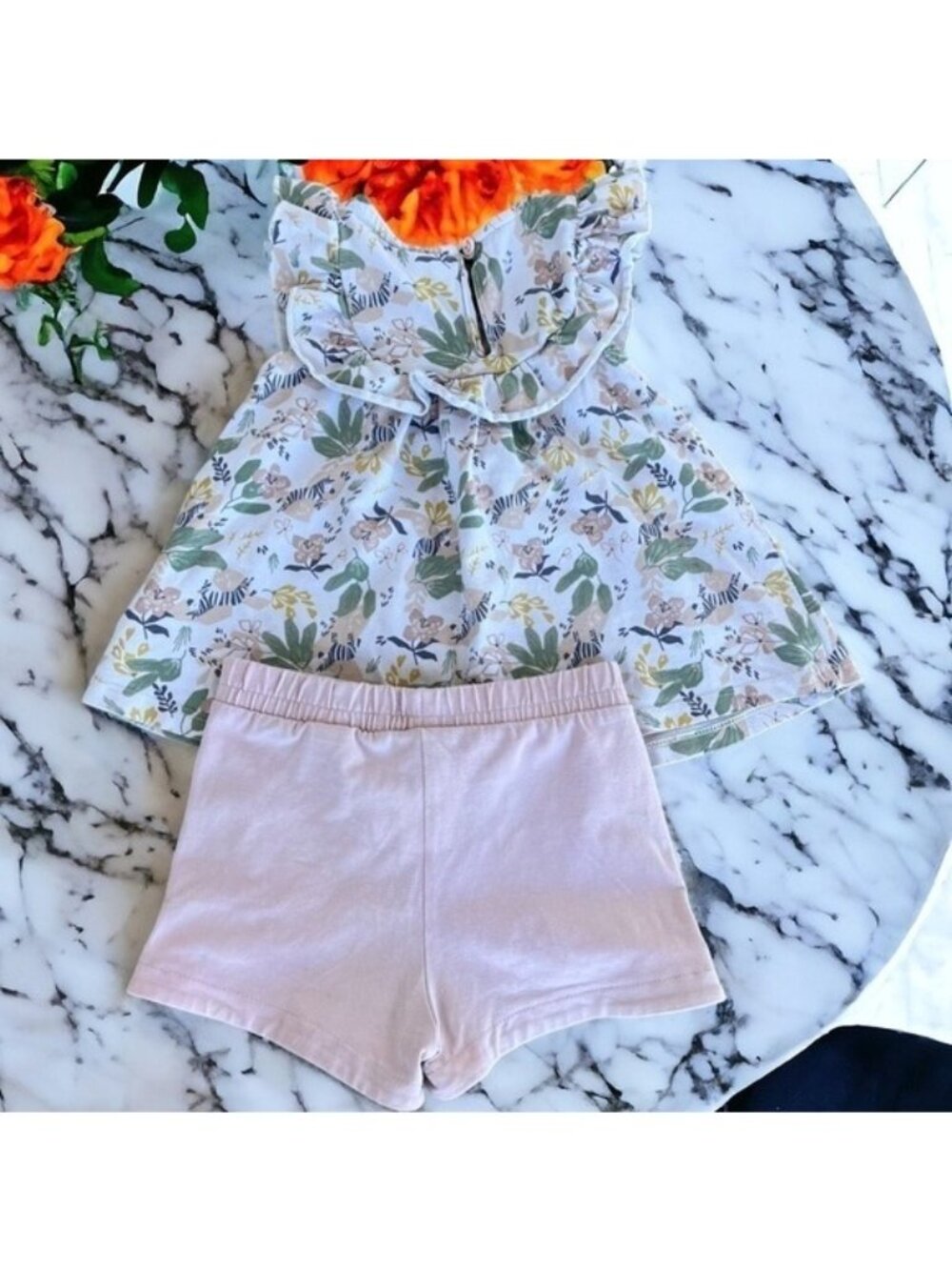 Tommy Bahama Toddler Girl Size 2T Matching Top & Shorts Set Floral Blush - Picture 10 of 12